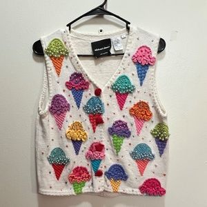 Vintage 90’s Michale Simon Ice Cream Knitted Vest Size S